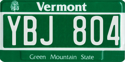 VT license plate YBJ804