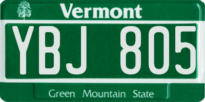 VT license plate YBJ805