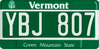 VT license plate YBJ807