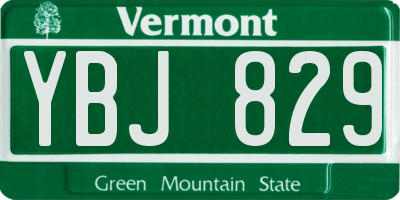 VT license plate YBJ829