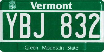 VT license plate YBJ832