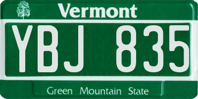 VT license plate YBJ835