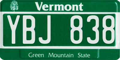 VT license plate YBJ838