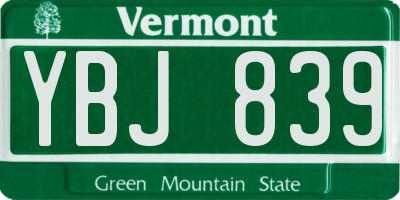 VT license plate YBJ839