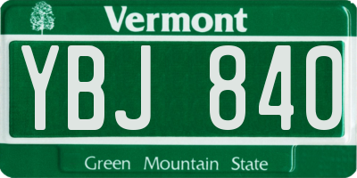 VT license plate YBJ840