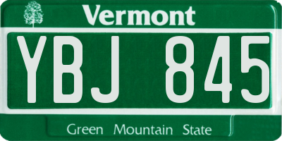 VT license plate YBJ845