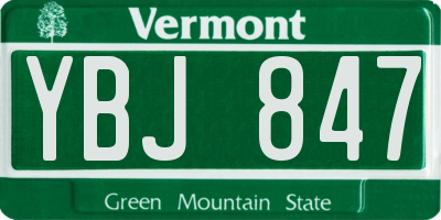 VT license plate YBJ847