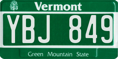 VT license plate YBJ849