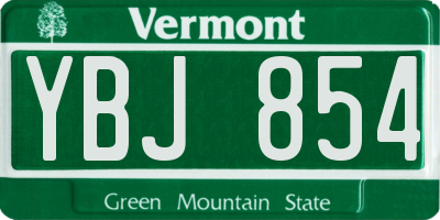 VT license plate YBJ854