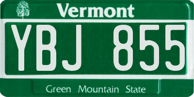 VT license plate YBJ855