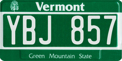 VT license plate YBJ857