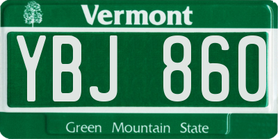 VT license plate YBJ860