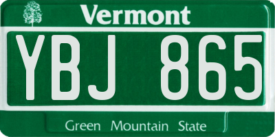 VT license plate YBJ865