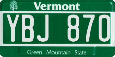 VT license plate YBJ870