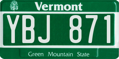 VT license plate YBJ871