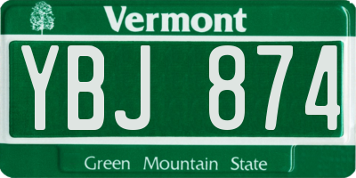 VT license plate YBJ874