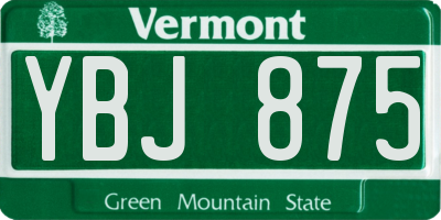 VT license plate YBJ875