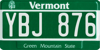 VT license plate YBJ876