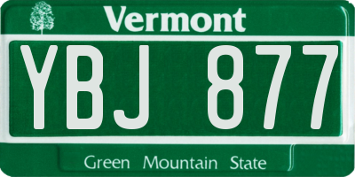 VT license plate YBJ877