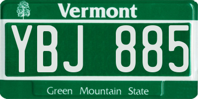 VT license plate YBJ885