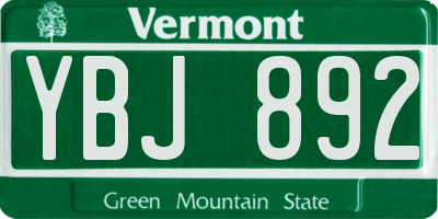 VT license plate YBJ892