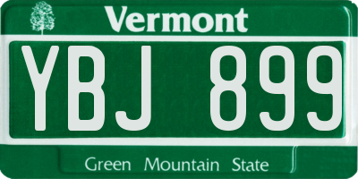VT license plate YBJ899