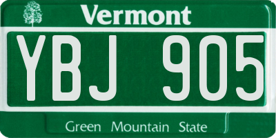 VT license plate YBJ905
