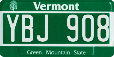VT license plate YBJ908