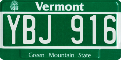 VT license plate YBJ916