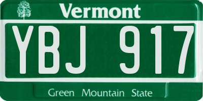 VT license plate YBJ917