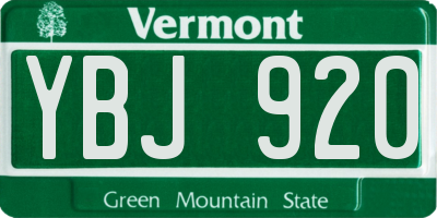 VT license plate YBJ920