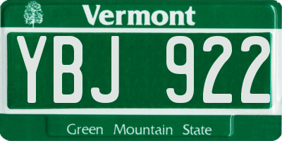 VT license plate YBJ922