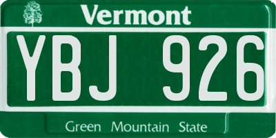 VT license plate YBJ926