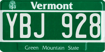 VT license plate YBJ928
