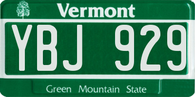 VT license plate YBJ929