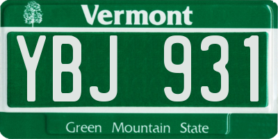 VT license plate YBJ931
