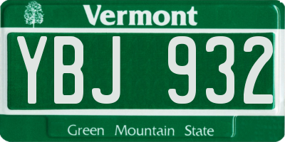 VT license plate YBJ932
