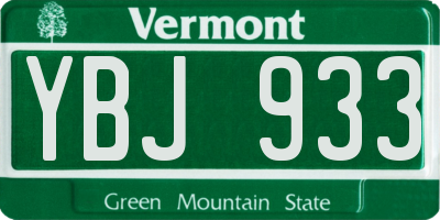 VT license plate YBJ933