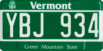 VT license plate YBJ934