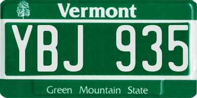VT license plate YBJ935