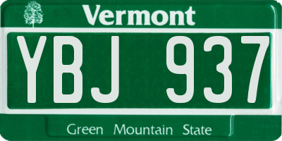 VT license plate YBJ937