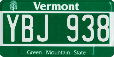 VT license plate YBJ938