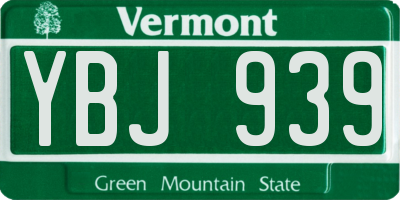 VT license plate YBJ939