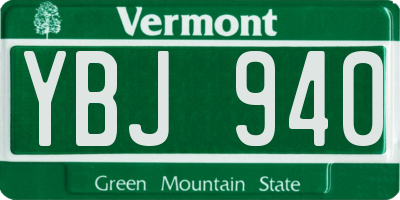 VT license plate YBJ940