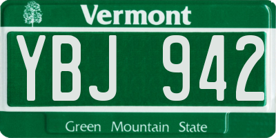 VT license plate YBJ942