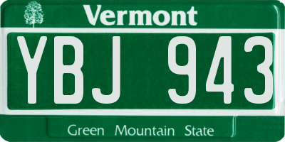 VT license plate YBJ943