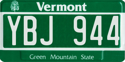 VT license plate YBJ944