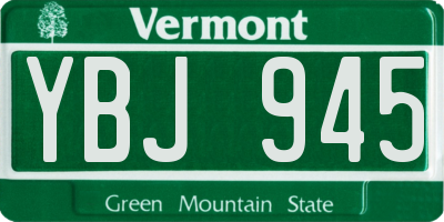 VT license plate YBJ945