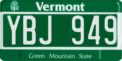 VT license plate YBJ949