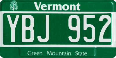 VT license plate YBJ952